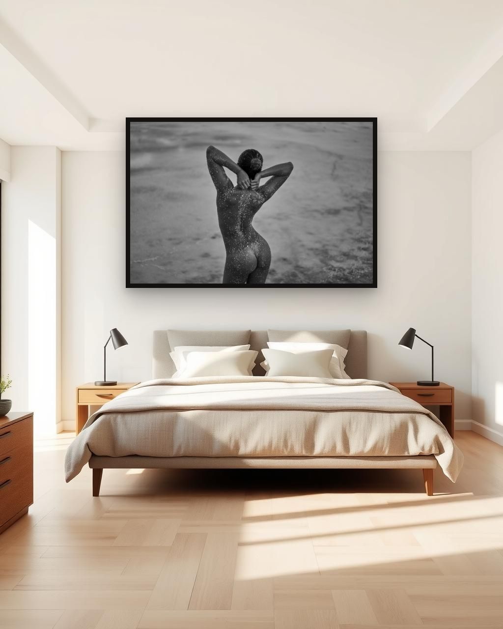 Harmony in black and white, framed in a room