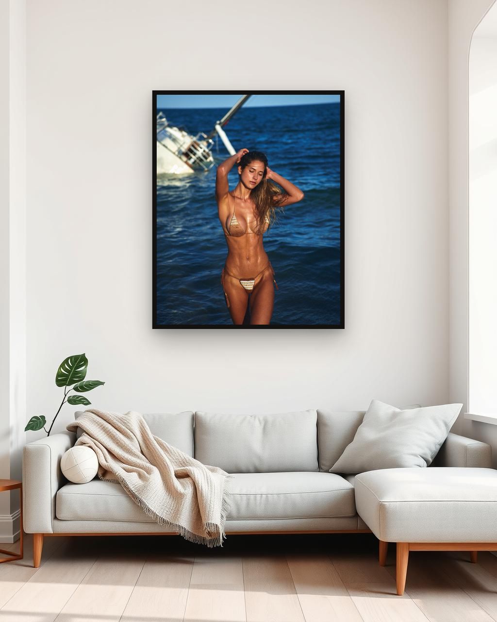 Ocean Whisper by Soul in Prints framed in a room