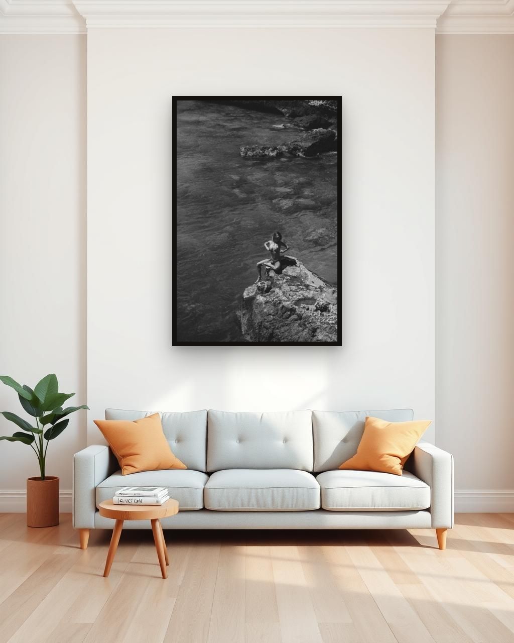 Tramontana in black and white, framed in a room