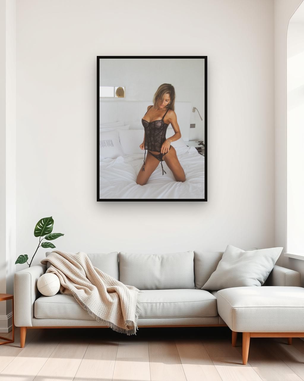 White Noise by Soul in Prints framed in a room